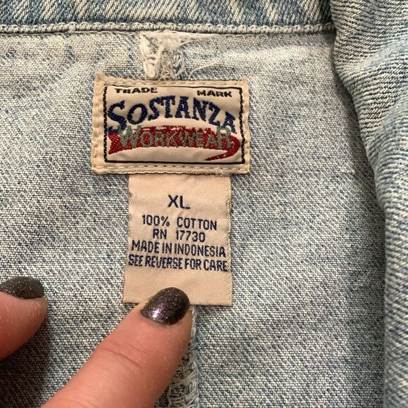 Vintage Sostanza Workwear Light Wash Lightweight Denim Chore Barn Jacket Sz XL - Picture 3 of 17
